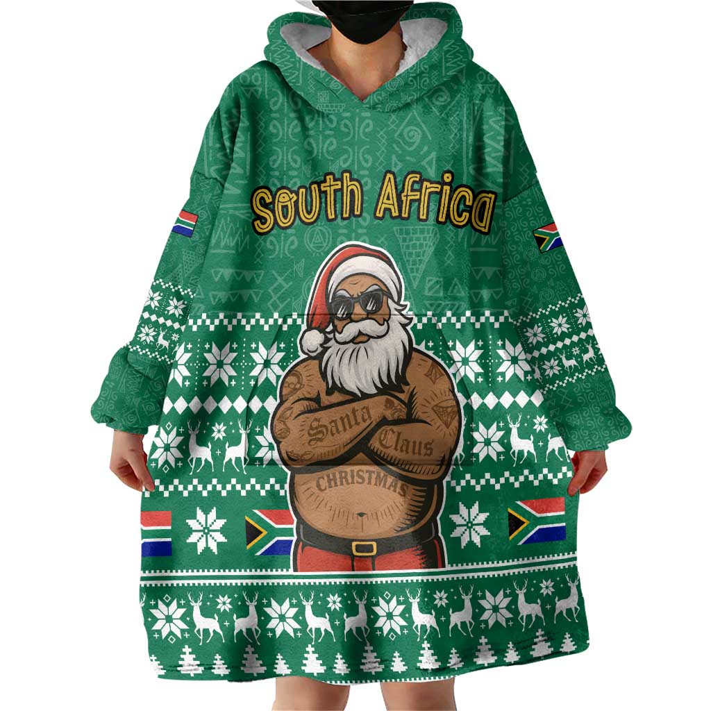 South Africa Christmas Wearable Blanket Hoodie Christmas Santa Claus Tattoo - Wonder Print Shop