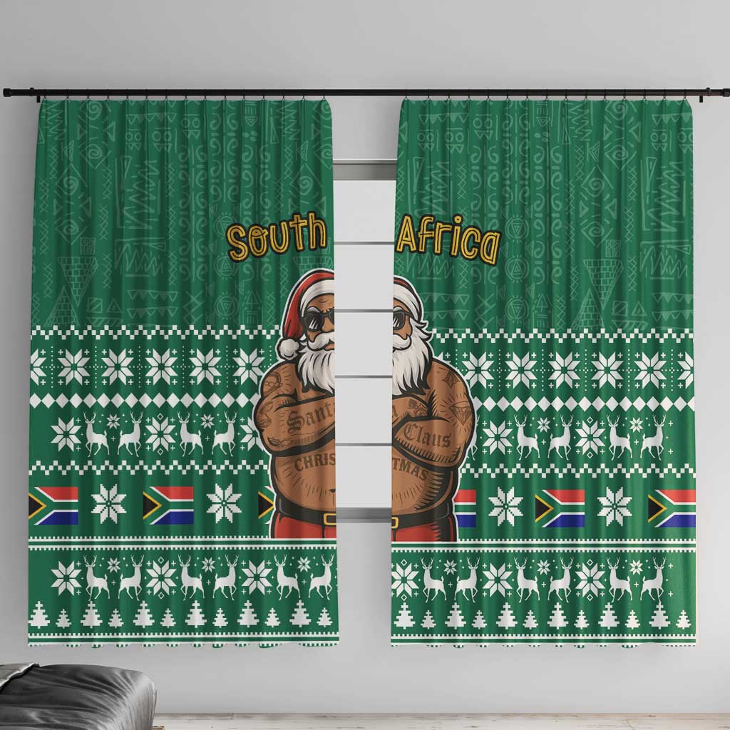 South Africa Christmas Window Curtain Christmas Santa Claus Tattoo - Wonder Print Shop