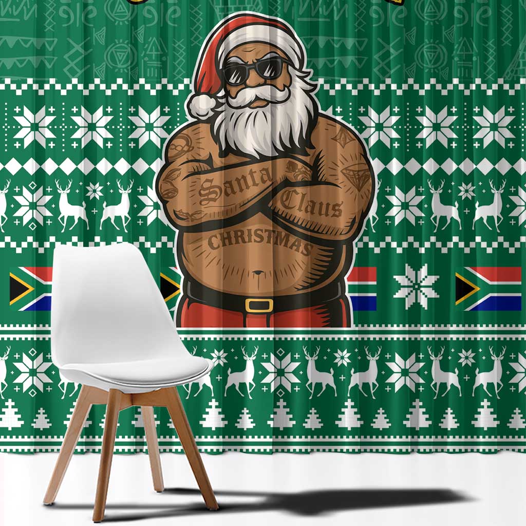 South Africa Christmas Window Curtain Christmas Santa Claus Tattoo - Wonder Print Shop