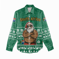 South Africa Christmas Women Casual Shirt Christmas Santa Claus Tattoo - Wonder Print Shop