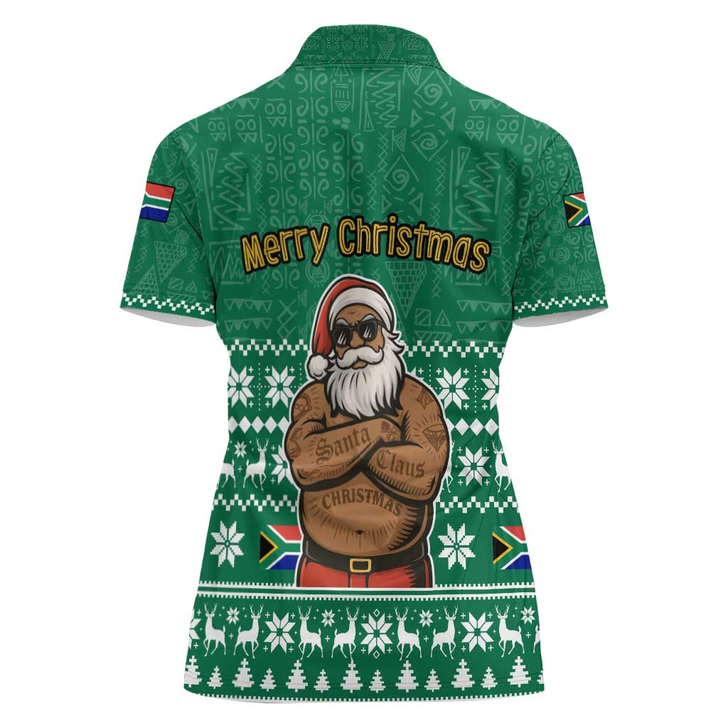 South Africa Christmas Women Polo Shirt Christmas Santa Claus Tattoo - Wonder Print Shop