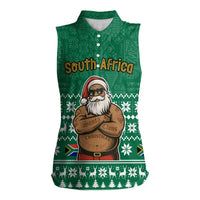 South Africa Christmas Women Sleeveless Polo Shirt Christmas Santa Claus Tattoo - Wonder Print Shop