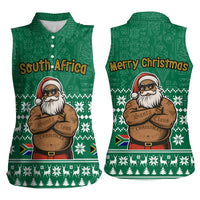 South Africa Christmas Women Sleeveless Polo Shirt Christmas Santa Claus Tattoo - Wonder Print Shop