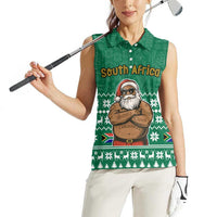 South Africa Christmas Women Sleeveless Polo Shirt Christmas Santa Claus Tattoo - Wonder Print Shop