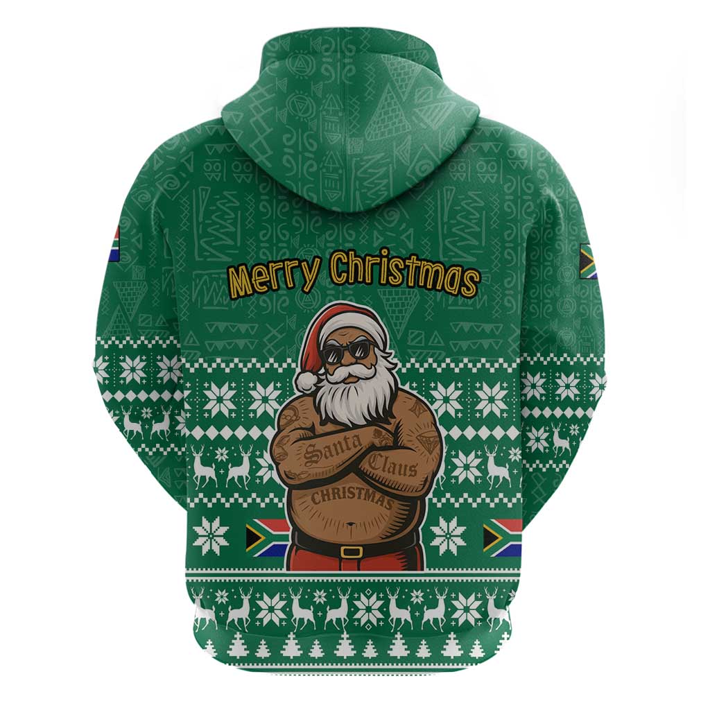 South Africa Christmas Zip Hoodie Christmas Santa Claus Tattoo - Wonder Print Shop