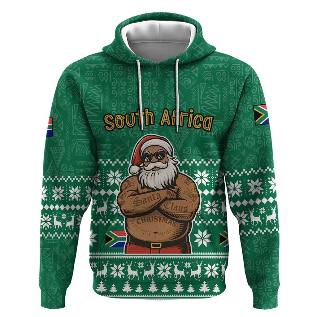 South Africa Christmas Zip Hoodie Christmas Santa Claus Tattoo - Wonder Print Shop