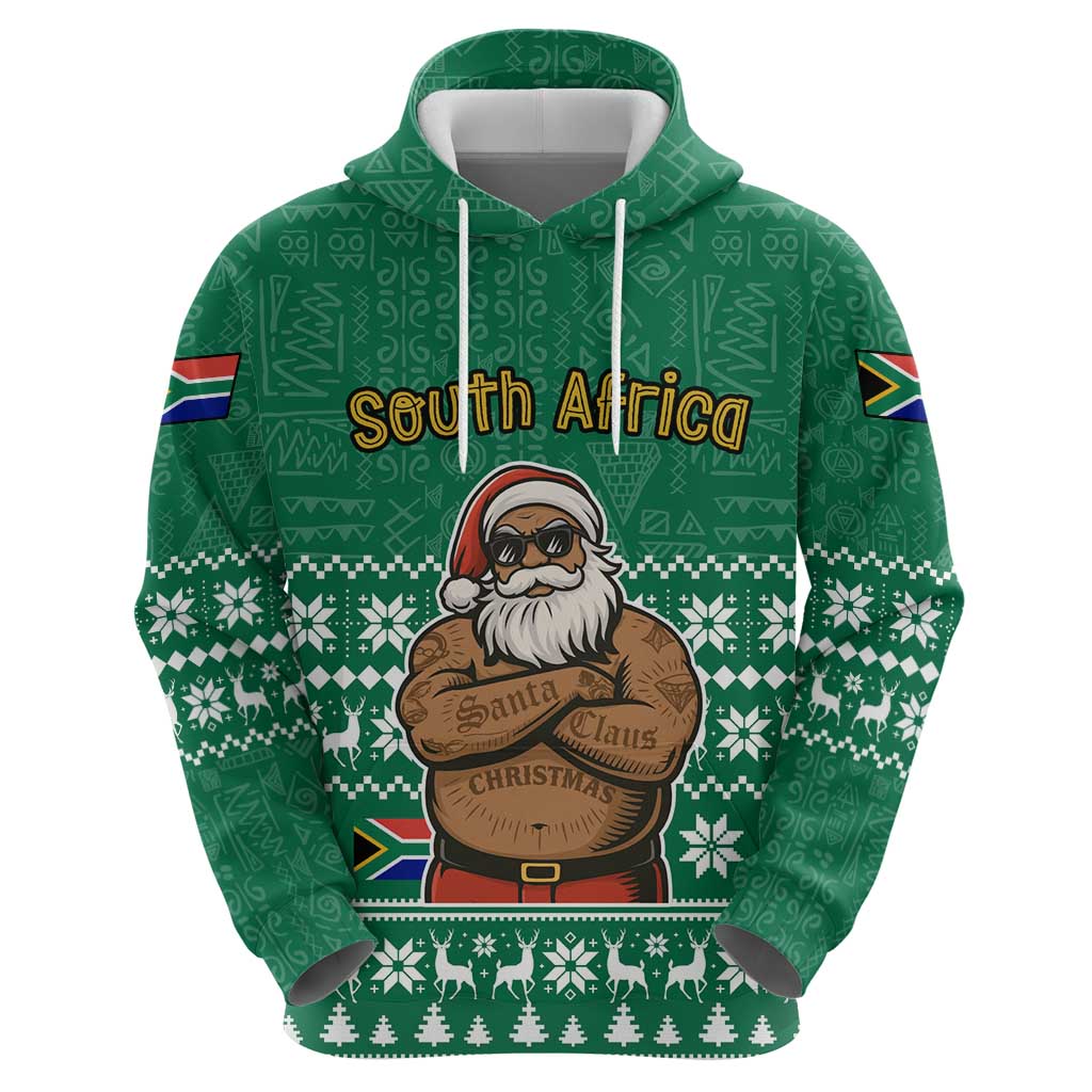 South Africa Christmas Zip Hoodie Christmas Santa Claus Tattoo - Wonder Print Shop
