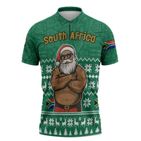 South Africa Christmas Zipper Polo Shirt Christmas Santa Claus Tattoo - Wonder Print Shop