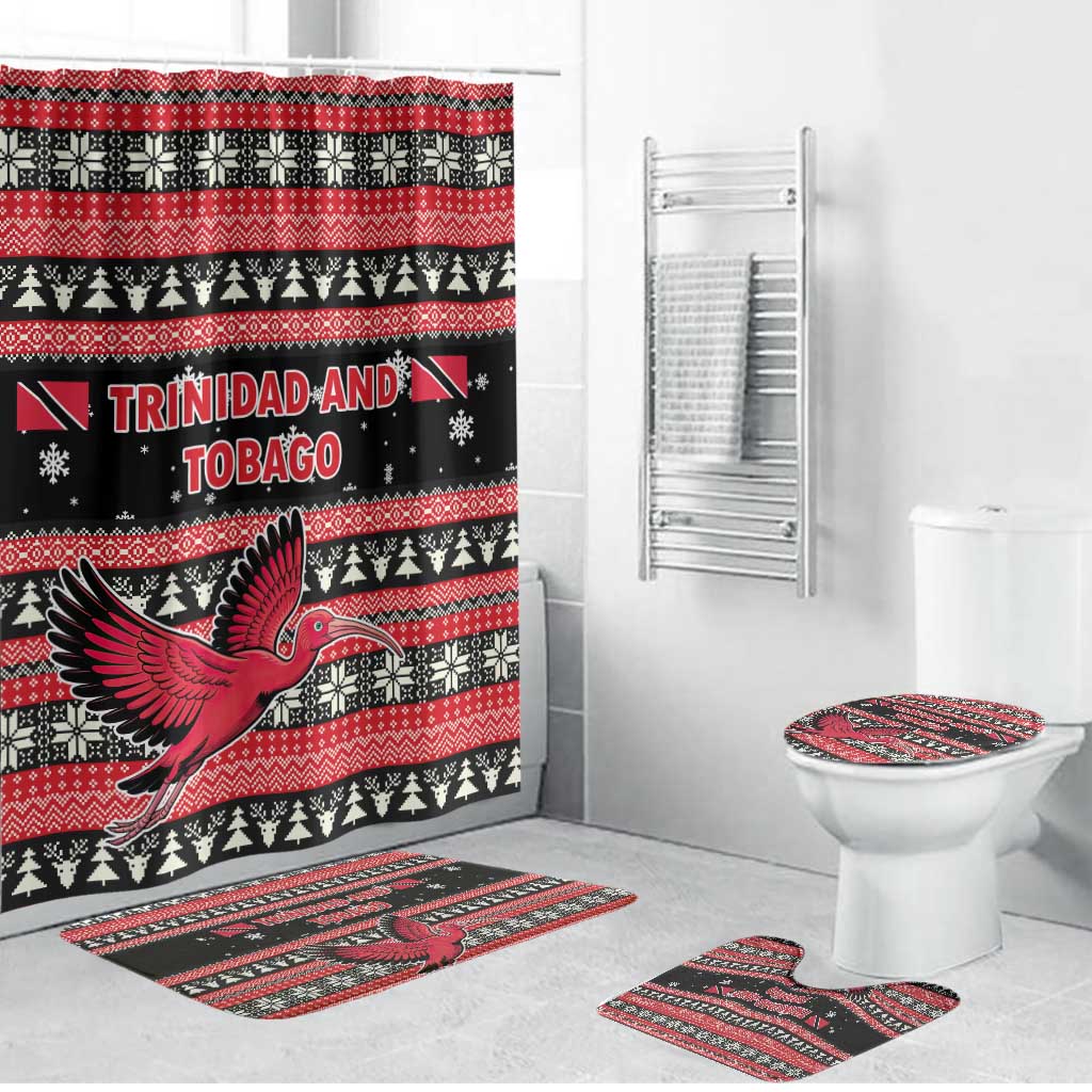 Trinidad and Tobago Christmas Bathroom Set Bird and Coat of Arms Design - Wonder Print Shop