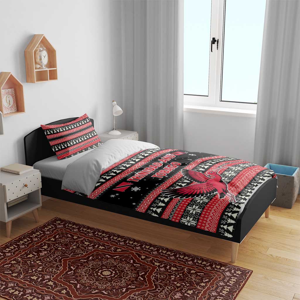 Trinidad and Tobago Christmas Bedding Set Bird and Coat of Arms Design - Wonder Print Shop