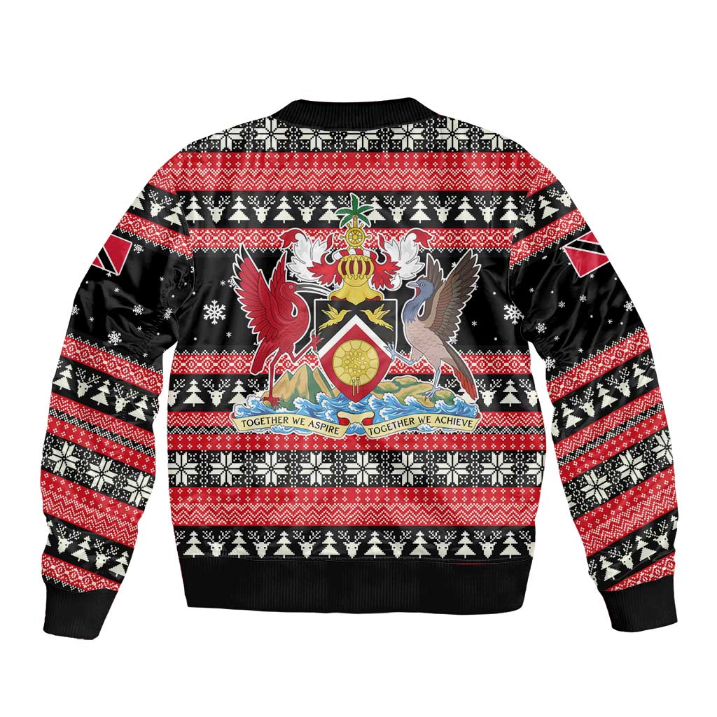 Trinidad and Tobago Christmas Bomber Jacket Bird and Coat of Arms Design - Wonder Print Shop