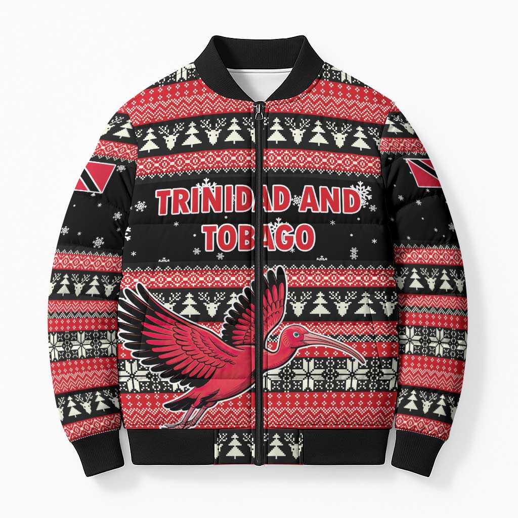 Trinidad and Tobago Christmas Bomber Puffer Jacket Bird and Coat of Arms Design - Wonder Print Shop