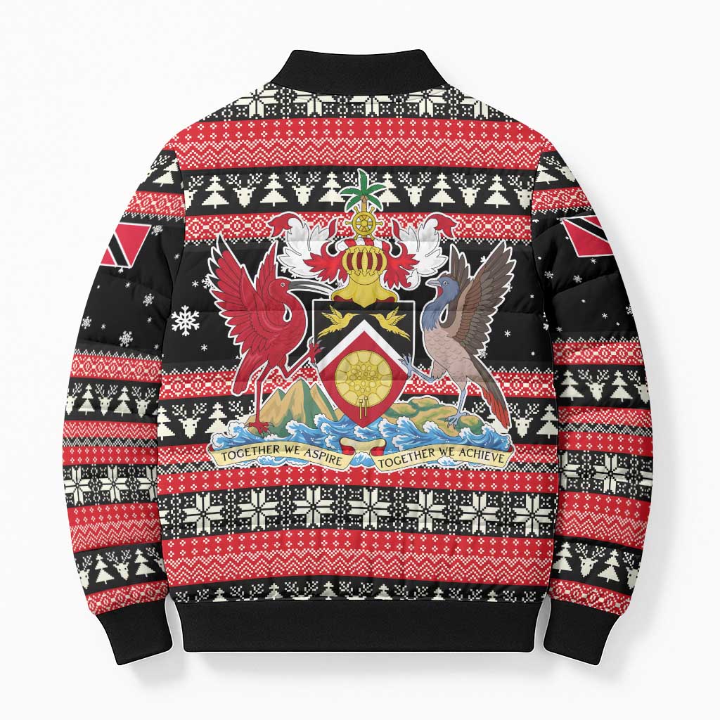 Trinidad and Tobago Christmas Bomber Puffer Jacket Bird and Coat of Arms Design - Wonder Print Shop
