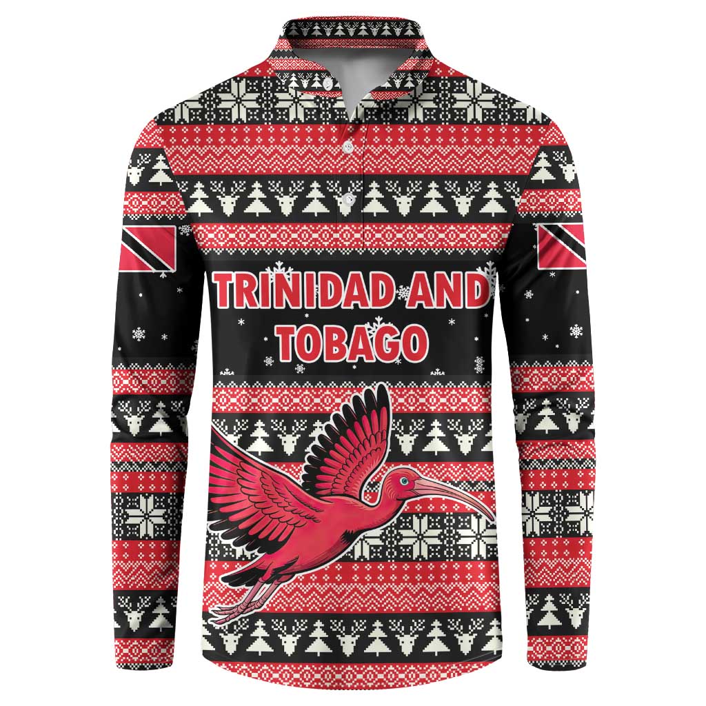 Trinidad and Tobago Christmas Button Sweatshirt Bird and Coat of Arms Design - Wonder Print Shop