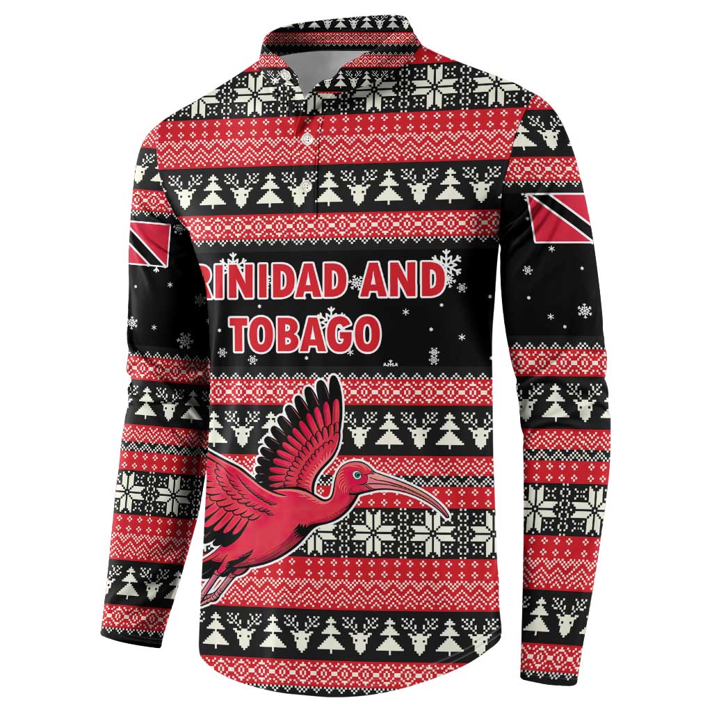 Trinidad and Tobago Christmas Button Sweatshirt Bird and Coat of Arms Design - Wonder Print Shop