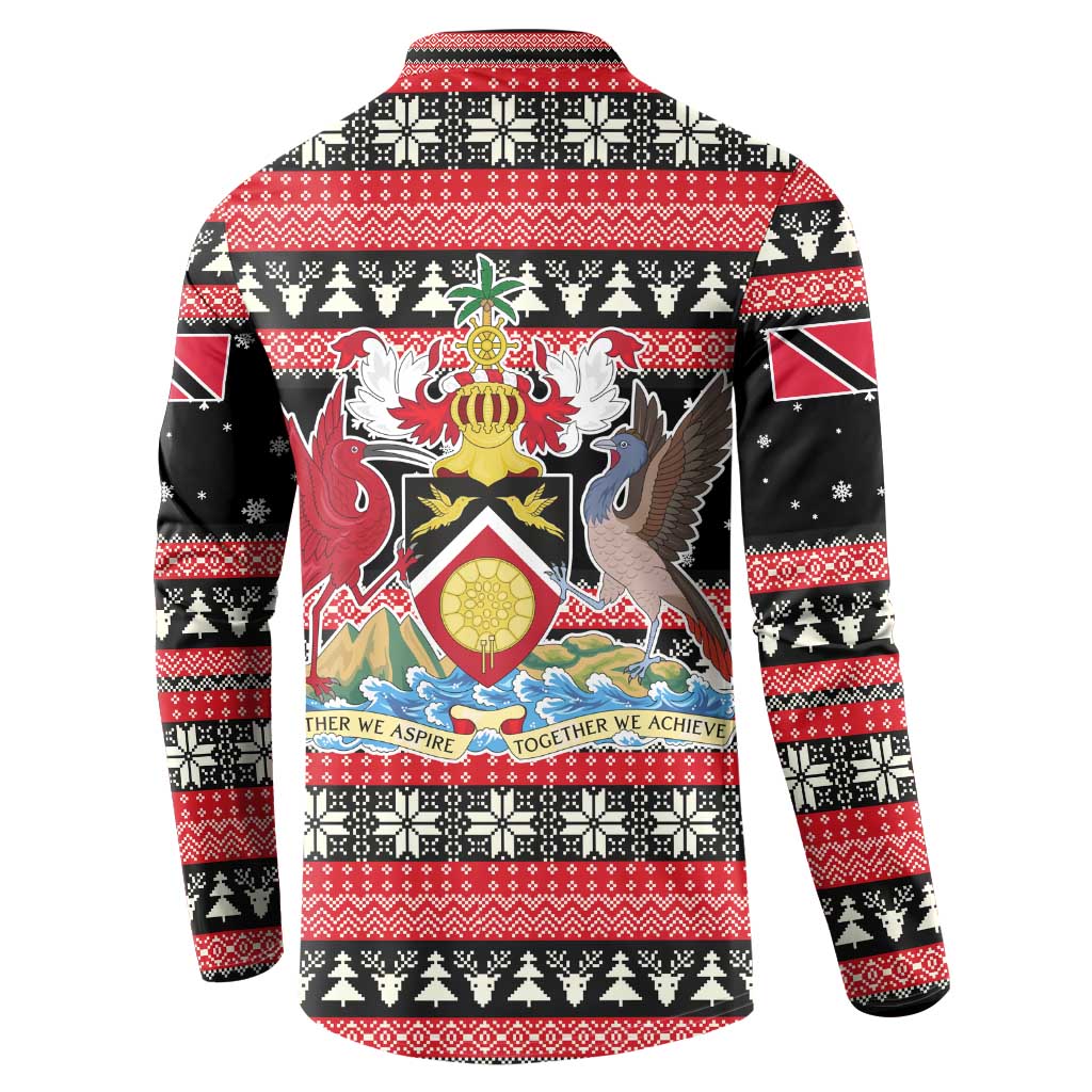 Trinidad and Tobago Christmas Button Sweatshirt Bird and Coat of Arms Design - Wonder Print Shop