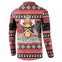 Trinidad and Tobago Christmas Button Sweatshirt Bird and Coat of Arms Design - Wonder Print Shop