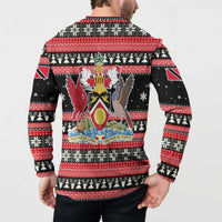 Trinidad and Tobago Christmas Button Sweatshirt Bird and Coat of Arms Design - Wonder Print Shop