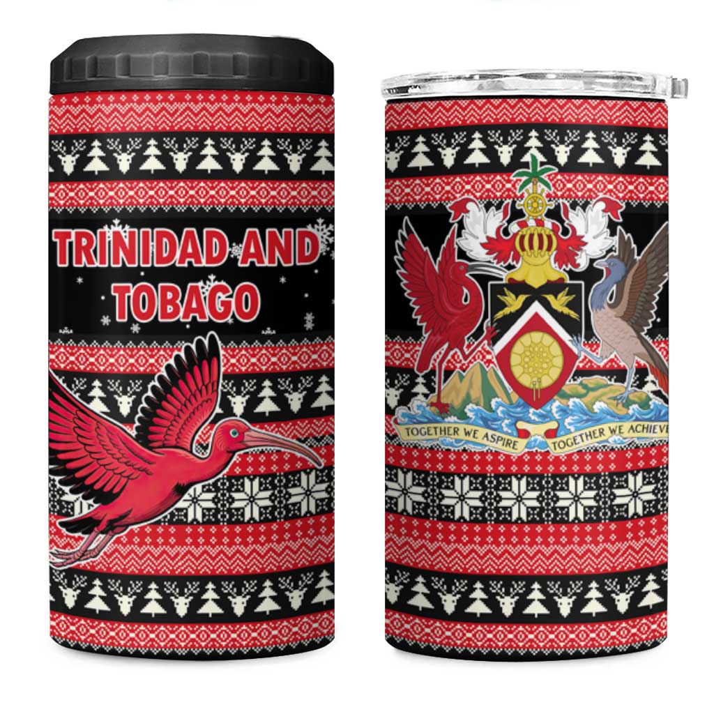 Trinidad and Tobago Christmas 4 in 1 Can Cooler Tumbler Bird and Coat of Arms Design - Wonder Print Shop