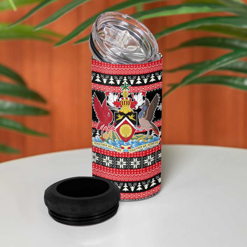 Trinidad and Tobago Christmas 4 in 1 Can Cooler Tumbler Bird and Coat of Arms Design - Wonder Print Shop