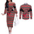 Trinidad and Tobago Christmas Couples Matching Off The Shoulder Long Sleeve Dress and Long Sleeve Button Shirt Bird and Coat of Arms Design - Wonder Print Shop