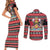Trinidad and Tobago Christmas Couples Matching Short Sleeve Bodycon Dress and Long Sleeve Button Shirt Bird and Coat of Arms Design - Wonder Print Shop