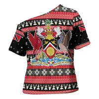 Trinidad and Tobago Christmas Cross Shoulder Shirt Bird and Coat of Arms Design - Wonder Print Shop