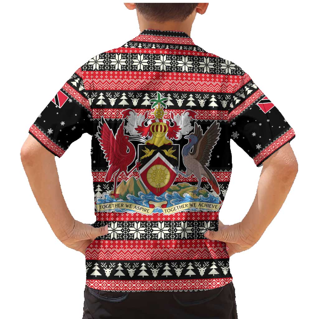 Trinidad and Tobago Christmas Family Matching Mermaid Dress and Hawaiian Shirt Bird and Coat of Arms Design - Wonder Print Shop
