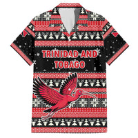 Trinidad and Tobago Christmas Family Matching Off The Shoulder Long Sleeve Dress and Hawaiian Shirt Bird and Coat of Arms Design - Wonder Print Shop