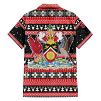 Trinidad and Tobago Christmas Family Matching Off The Shoulder Long Sleeve Dress and Hawaiian Shirt Bird and Coat of Arms Design - Wonder Print Shop