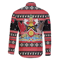 Trinidad and Tobago Christmas Family Matching Off The Shoulder Long Sleeve Dress and Hawaiian Shirt Bird and Coat of Arms Design - Wonder Print Shop