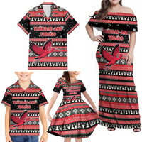 Trinidad and Tobago Christmas Family Matching Off Shoulder Maxi Dress and Hawaiian Shirt Bird and Coat of Arms Design - Wonder Print Shop