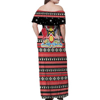 Trinidad and Tobago Christmas Family Matching Off Shoulder Maxi Dress and Hawaiian Shirt Bird and Coat of Arms Design - Wonder Print Shop