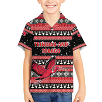 Trinidad and Tobago Christmas Family Matching Off Shoulder Maxi Dress and Hawaiian Shirt Bird and Coat of Arms Design - Wonder Print Shop