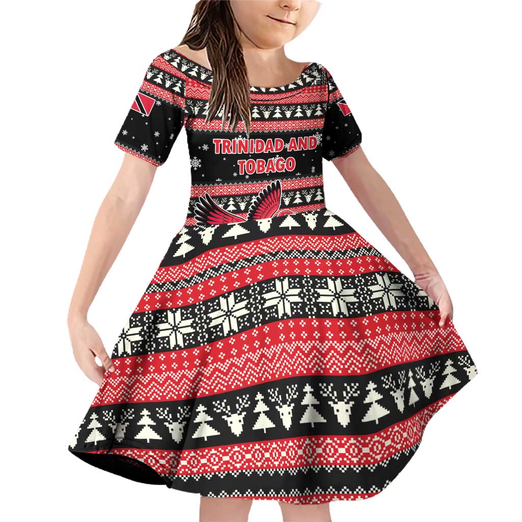 Trinidad and Tobago Christmas Family Matching Off Shoulder Short Dress and Hawaiian Shirt Bird and Coat of Arms Design - Wonder Print Shop