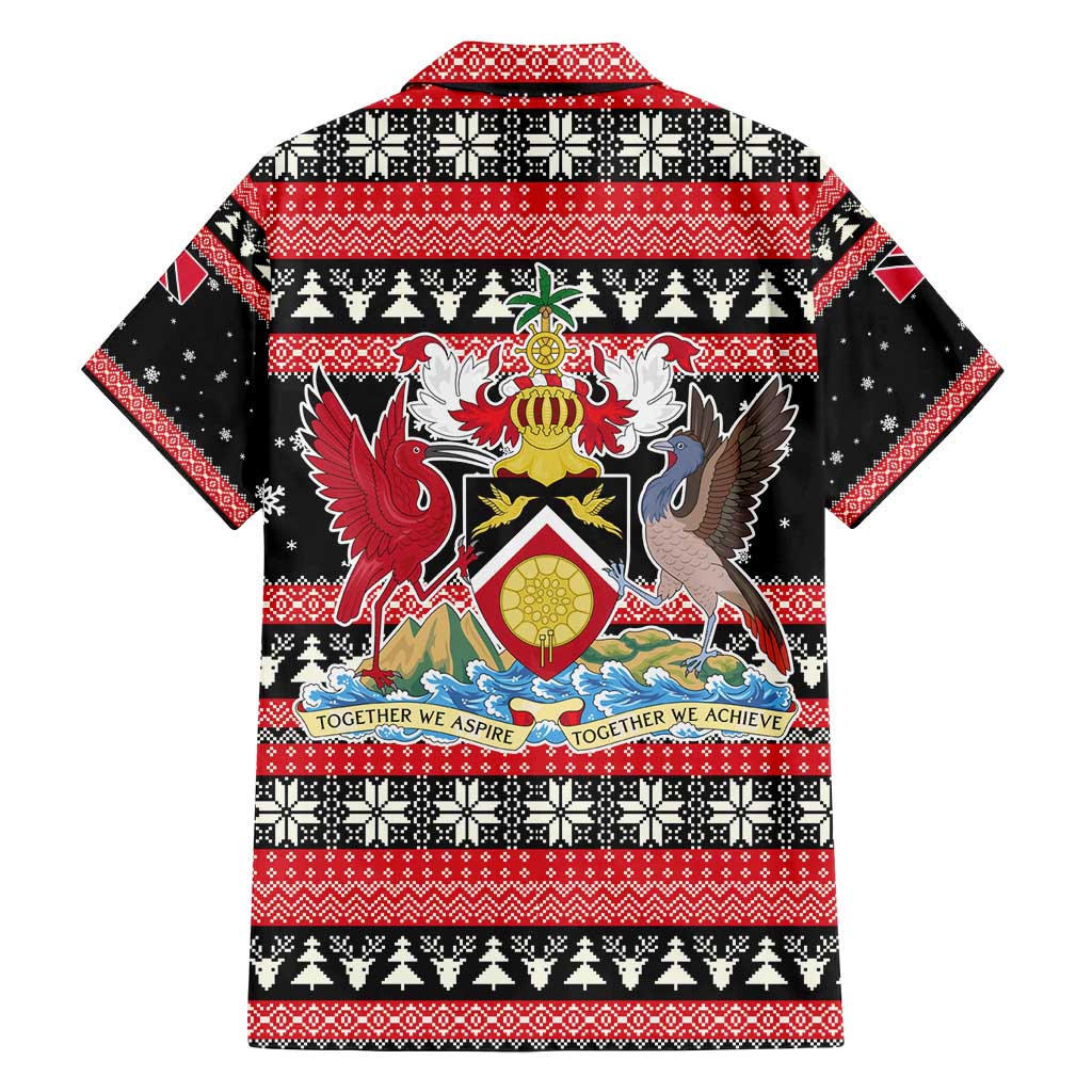Trinidad and Tobago Christmas Family Matching Off Shoulder Short Dress and Hawaiian Shirt Bird and Coat of Arms Design - Wonder Print Shop