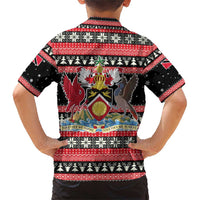 Trinidad and Tobago Christmas Family Matching Short Sleeve Bodycon Dress and Hawaiian Shirt Bird and Coat of Arms Design - Wonder Print Shop
