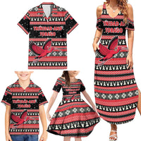 Trinidad and Tobago Christmas Family Matching Summer Maxi Dress and Hawaiian Shirt Bird and Coat of Arms Design - Wonder Print Shop