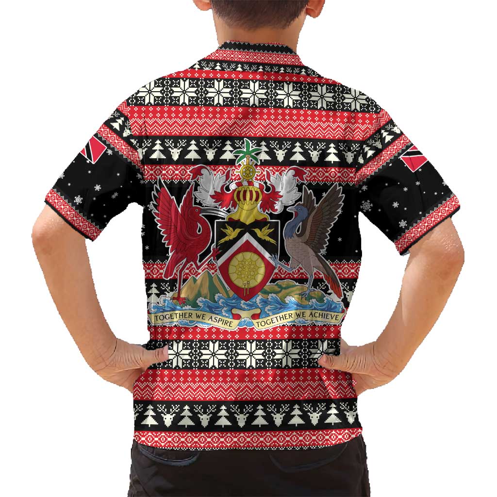 Trinidad and Tobago Christmas Family Matching Tank Maxi Dress and Hawaiian Shirt Bird and Coat of Arms Design - Wonder Print Shop