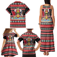 Trinidad and Tobago Christmas Family Matching Tank Maxi Dress and Hawaiian Shirt Bird and Coat of Arms Design - Wonder Print Shop