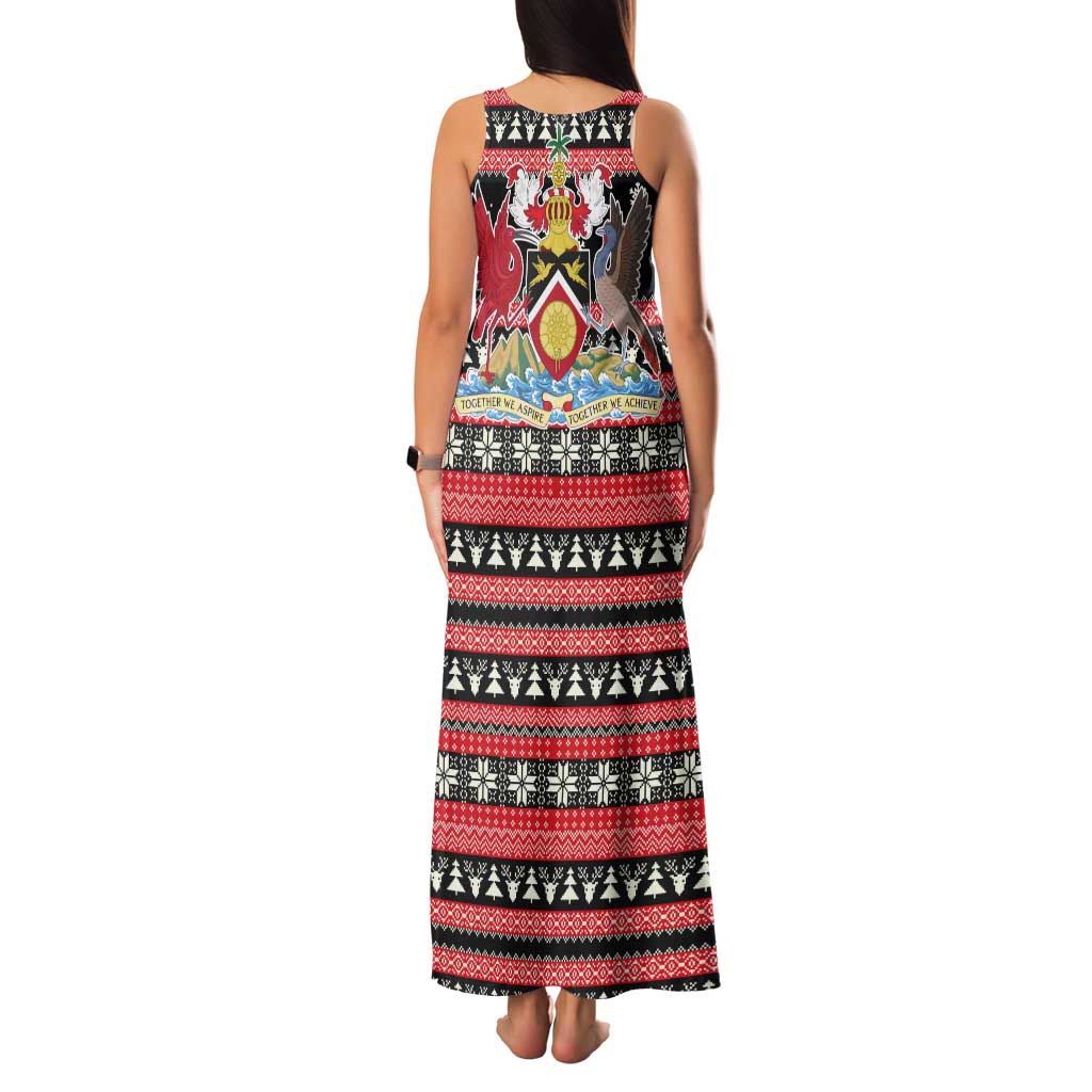 Trinidad and Tobago Christmas Family Matching Tank Maxi Dress and Hawaiian Shirt Bird and Coat of Arms Design - Wonder Print Shop