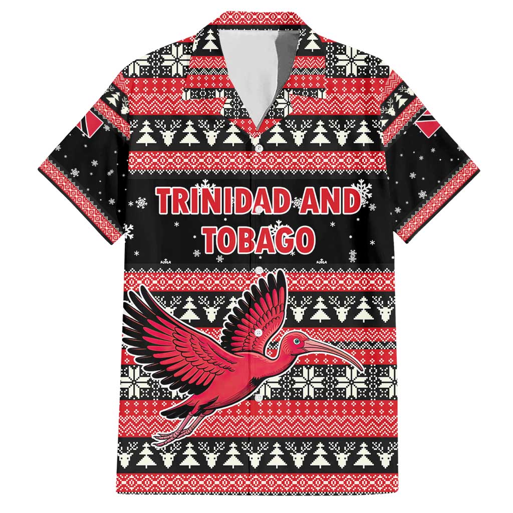 Trinidad and Tobago Christmas Hawaiian Shirt Bird and Coat of Arms Design - Wonder Print Shop