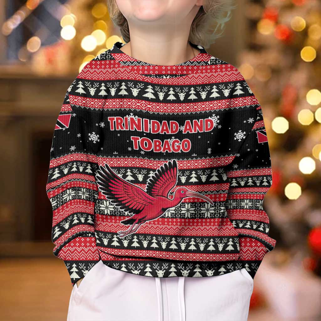 Trinidad and Tobago Christmas Kid Ugly Christmas Sweater Bird and Coat of Arms Design - Wonder Print Shop