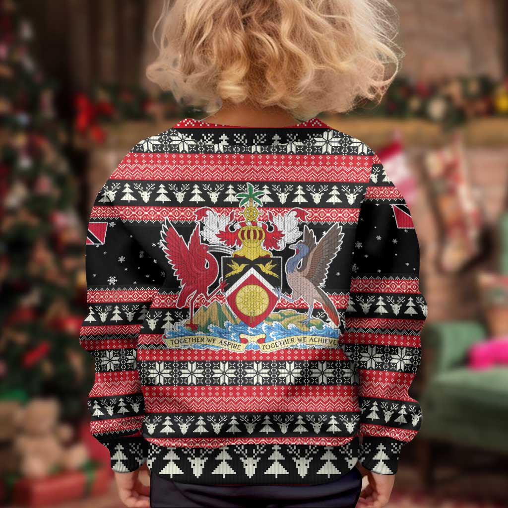 Trinidad and Tobago Christmas Kid Ugly Christmas Sweater Bird and Coat of Arms Design - Wonder Print Shop