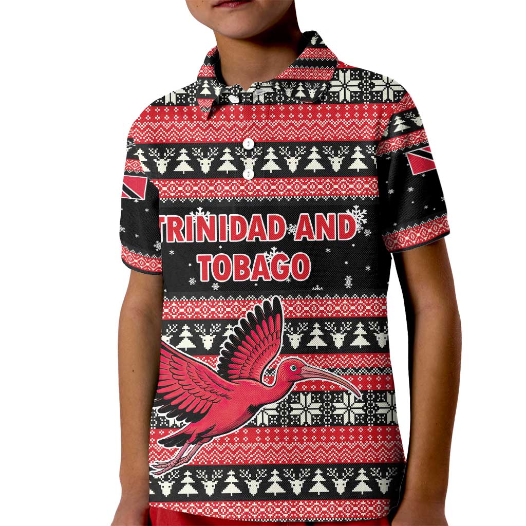 Trinidad and Tobago Christmas Kid Polo Shirt Bird and Coat of Arms Design - Wonder Print Shop