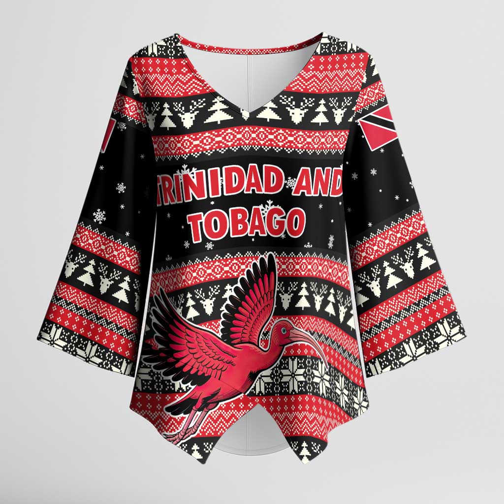 Trinidad and Tobago Christmas Kimono Sleeve Blouse Bird and Coat of Arms Design - Wonder Print Shop