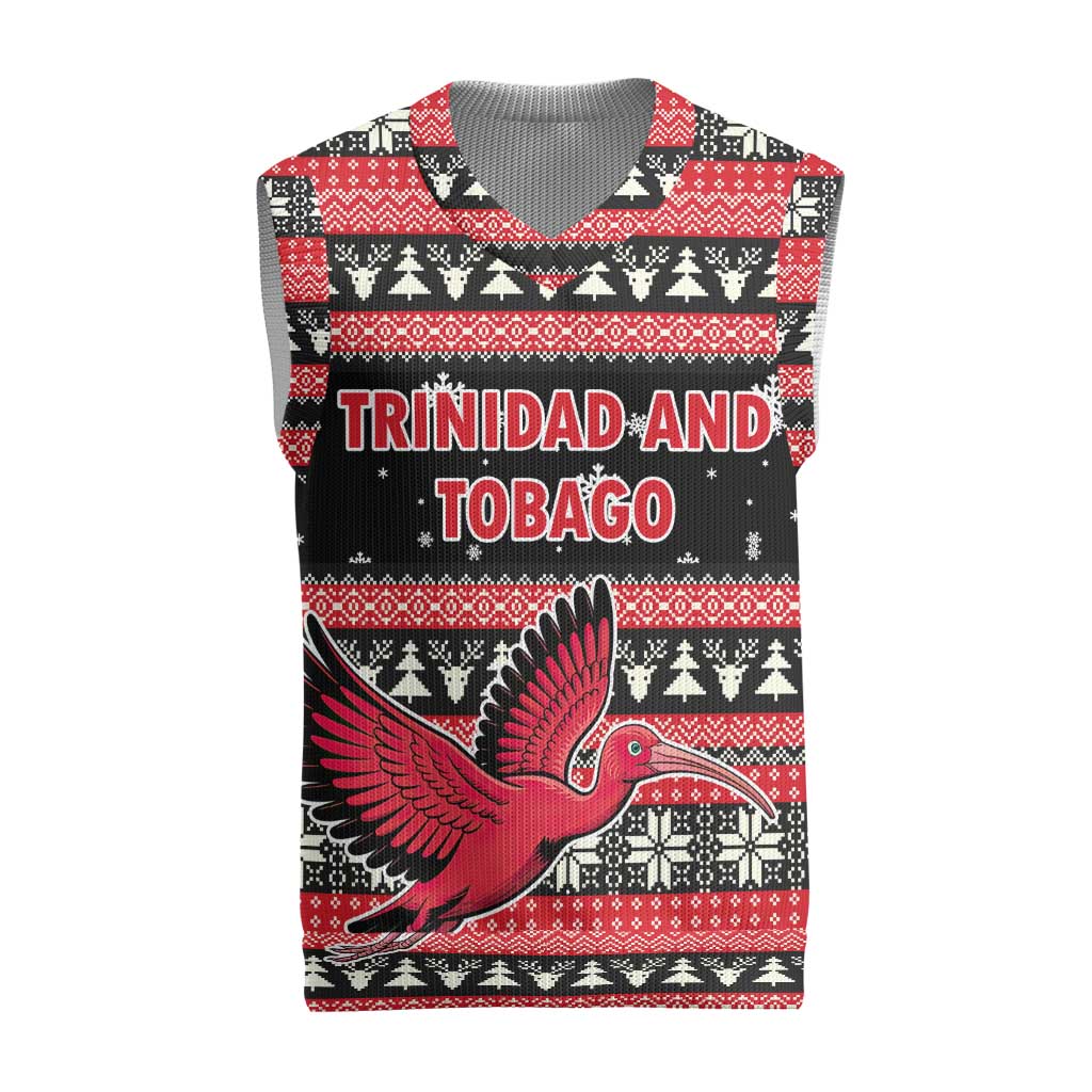 Trinidad and Tobago Christmas Knitted V-Neck Vest Bird and Coat of Arms Design - Wonder Print Shop