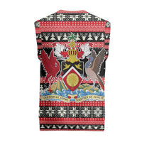 Trinidad and Tobago Christmas Knitted V-Neck Vest Bird and Coat of Arms Design - Wonder Print Shop