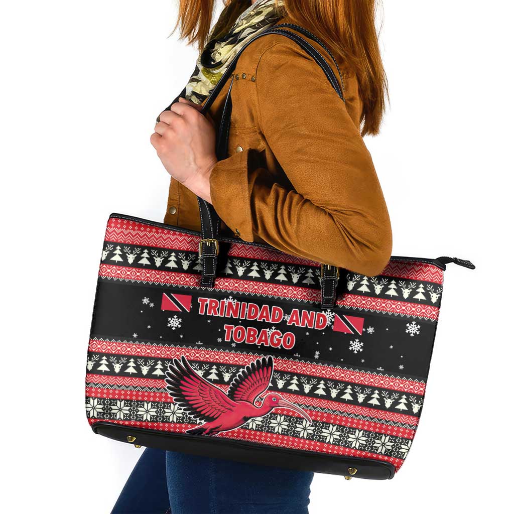 Trinidad and Tobago Christmas Leather Tote Bag Bird and Coat of Arms Design - Wonder Print Shop