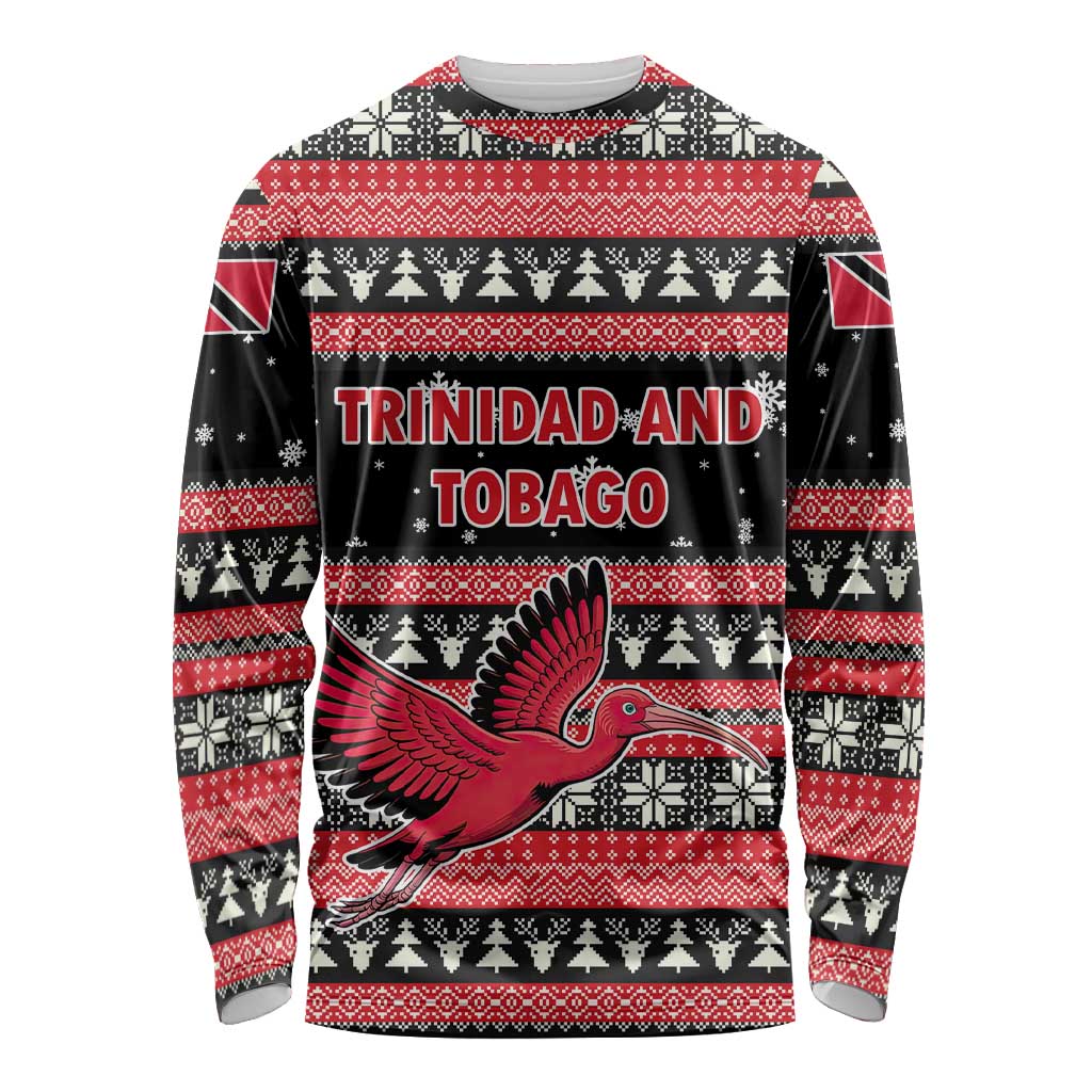 Trinidad and Tobago Christmas Long Sleeve Shirt Bird and Coat of Arms Design - Wonder Print Shop